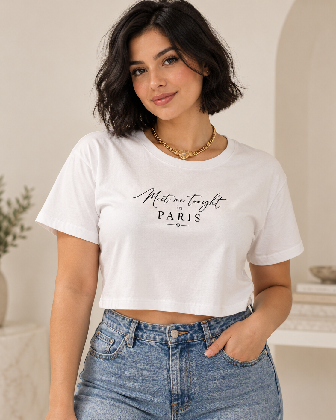 Meet Me Tonight in Paris Crop Top