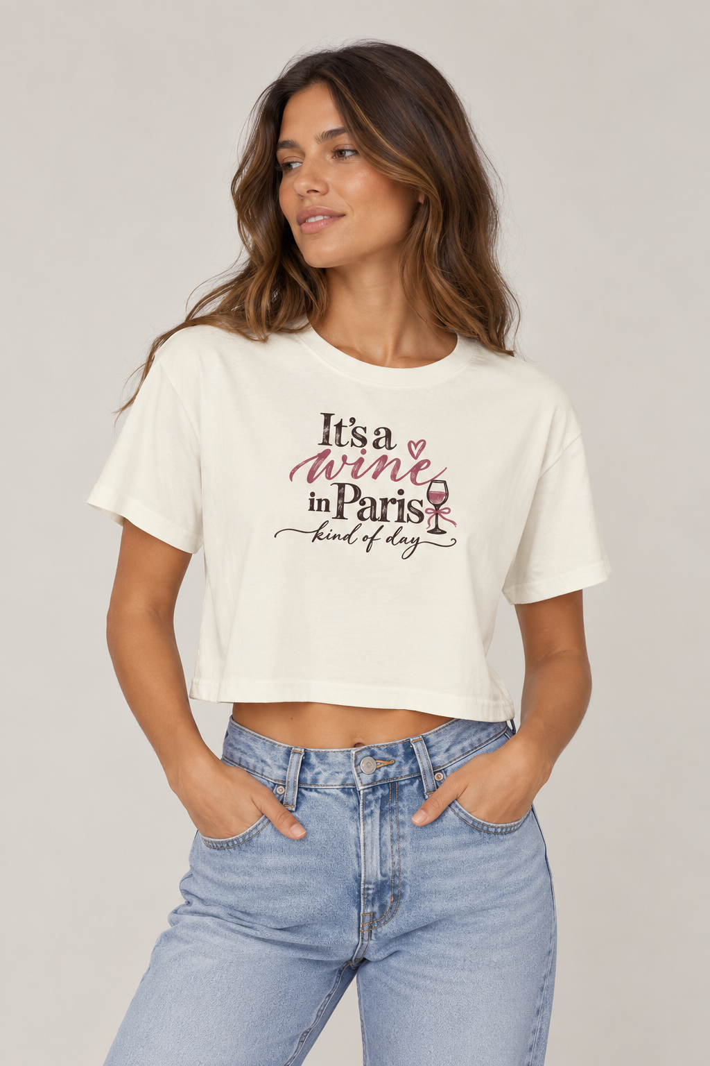 Wine in Paris Vintage Crop Tee